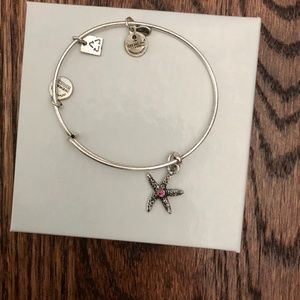 Alex and Ani Starfish Charm Bangle with Pink Stone